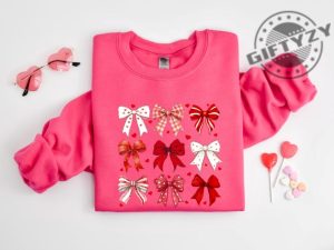 Coquette Valentine Heart Bow Sweatshirt Retro Valentine Shirt Valentines Day Bow Hoodie Coquette Bow Tshirt Bow Valentine Gifts giftyzy 4