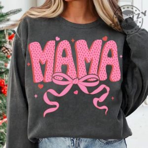 Coquette Valentine Mama Shirt Valentines Pink Bow Hoodie Pink Mama Sweatshirt Valentines Day Tshirt Mama Valentines Shirt giftyzy 7