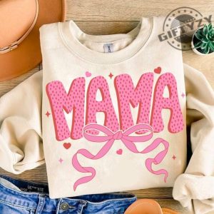 Coquette Valentine Mama Shirt Valentines Pink Bow Hoodie Pink Mama Sweatshirt Valentines Day Tshirt Mama Valentines Shirt giftyzy 8