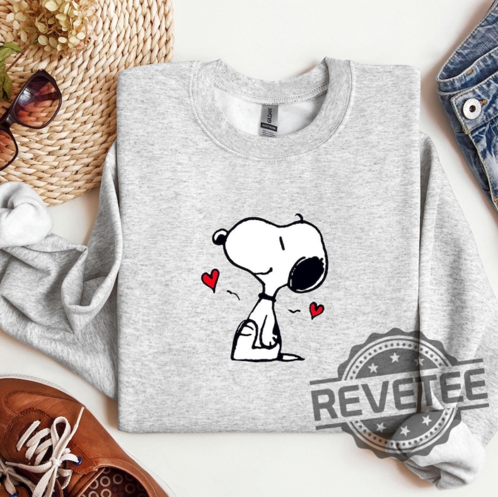 Snoopy Heart Valentines Sweatshirt Tshirt Hoodie Tee Gift For Fan Mens Womens Love Peanuts Nostalgic Snoopy Sweater Adorable Couple Gift revetee 1