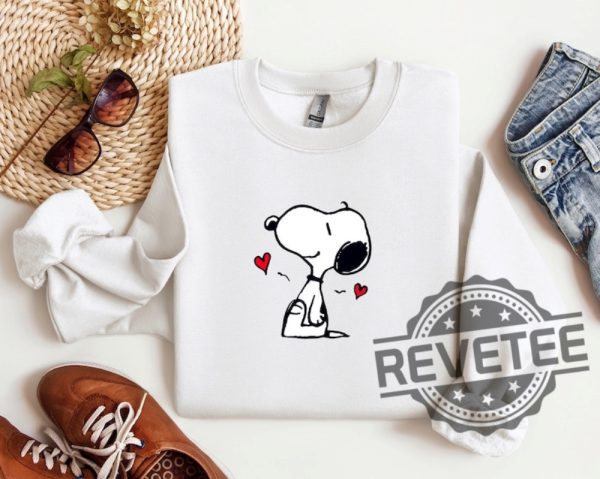 Snoopy Heart Valentines Sweatshirt Tshirt Hoodie Tee Gift For Fan Mens Womens Love Peanuts Nostalgic Snoopy Sweater Adorable Couple Gift revetee 1 1