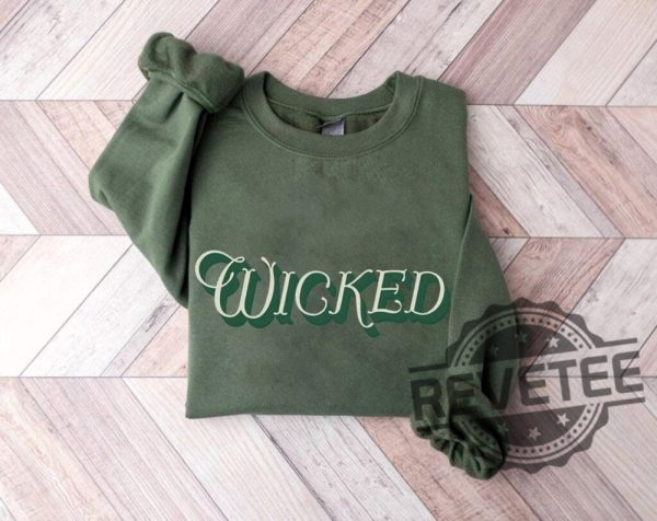 Vintage Wicked Sweatshirt Tshirt Hoodie Tee Gift For Fan Nostalgic Wizard Of Oz Font Cozy Crewneck Broadway Musical Theater Gift Unique revetee 1