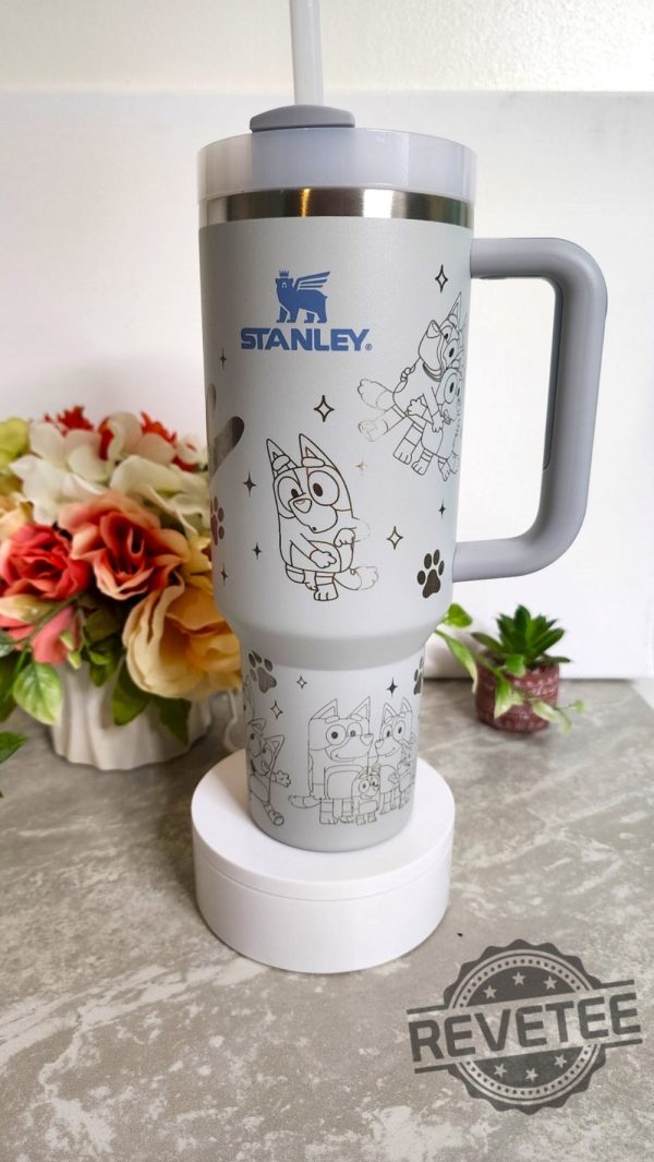 Disney Bluey Dog Stanley Cup Tumbler Cartoon Laser Engraved Authentic Stanley Gift For Him Her Birthday Valentines Day Unique revetee 1