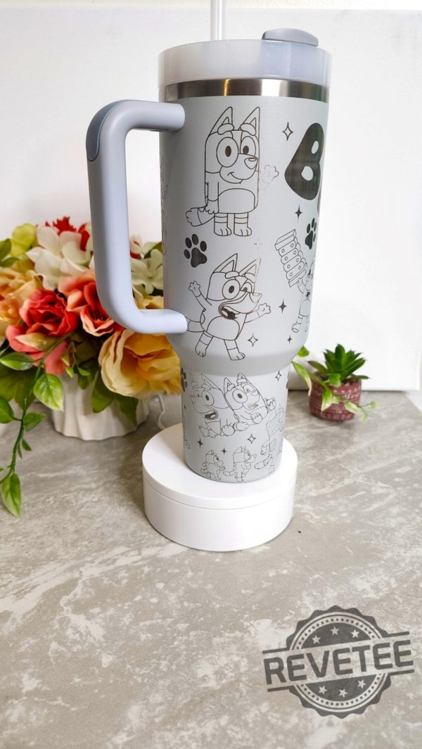 Disney Bluey Dog Stanley Cup Tumbler Cartoon Laser Engraved Authentic Stanley Gift For Him Her Birthday Valentines Day Unique revetee 1 1