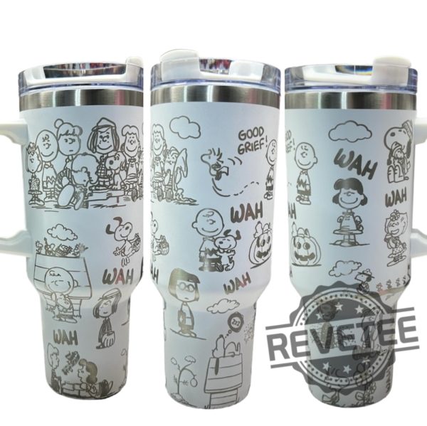 Peanuts Snoopy Charlie Brown Stanley Cup Laser Engraved 40Oz Tumbler Classic Cartoon Gang Tumbler Gift For Her Him Valentines Day Unique revetee 1 1