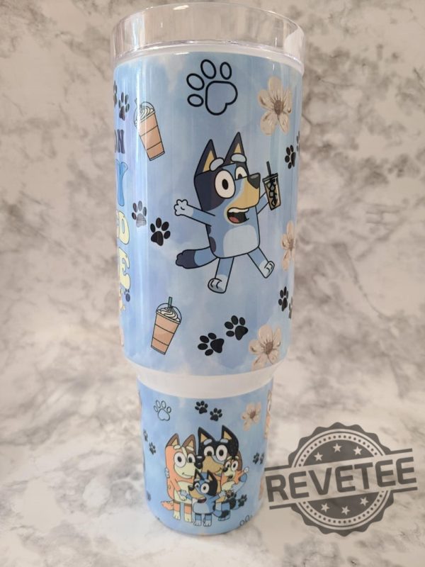 Bluey Dog Cartoon Character Stanley Cup 40 Oz Tumbler Gift For Her Ice Coffee Cup Birthday Gift For Friend Water Bottle Unique revetee 1 1