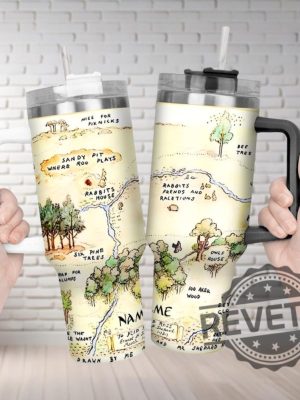 Disney Winnie The Pooh Stanley Cup Tumbler 40Oz Disney Pooh Insulated Tumblers Winnie The Pooh Map Tumbler Cups Gifts Unique revetee 1 1