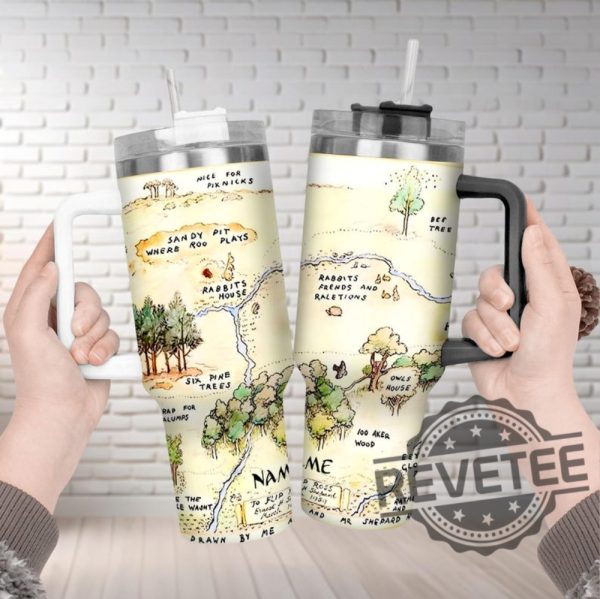 Disney Winnie The Pooh Stanley Cup Tumbler 40Oz Disney Pooh Insulated Tumblers Winnie The Pooh Map Tumbler Cups Gifts Unique revetee 1 1