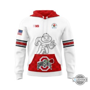 ohio state buckeyes football rose bowl shirt 2025 design red and design white