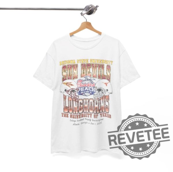 2025 Chick Fil A Peach Bowl Matchup Tshirt Hoodie Sweatshirt Arizona State Sun Devils Vs Texas Longhorns Football Fan Gift Tee Sweater Unique revetee 1 1