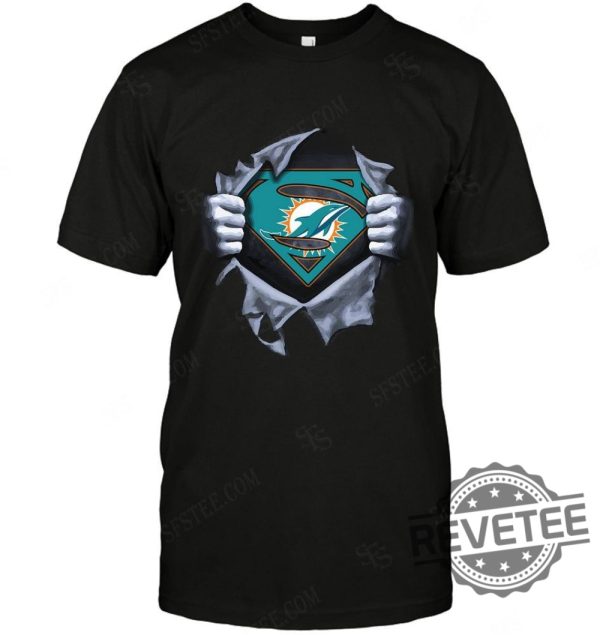 Miami Dolphins Superman Logo Dc Marvel Tshirt Nfl Jersey Superhero Avenger Gift For Fans Sweater Pullover Hoodies Unique revetee 1