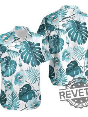 Miami Dolphins Tropical Flower Summer Hawaiian Shirt Aloha Shirts Button Up Shirt Gifts For Nfl Fan Limited Edition Unique revetee 1 1