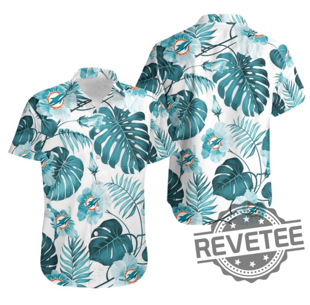 Miami Dolphins Tropical Flower Summer Hawaiian Shirt Aloha Shirts Button Up Shirt Gifts For Nfl Fan Limited Edition Unique