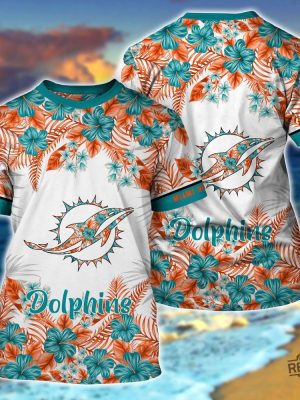 Miami Dolphins Flower Hawaiian Shirt And Short Button Up Shirt Aloha Shirts Gift For Nfl Fan Him Her Unique revetee 1 1