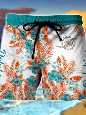 Miami Dolphins Flower Hawaiian Shirt And Short Button Up Shirt Aloha Shirts Gift For Nfl Fan Him Her Unique revetee 1 2