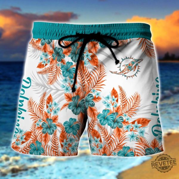 Miami Dolphins Flower Hawaiian Shirt And Short Button Up Shirt Aloha Shirts Gift For Nfl Fan Him Her Unique revetee 1 2