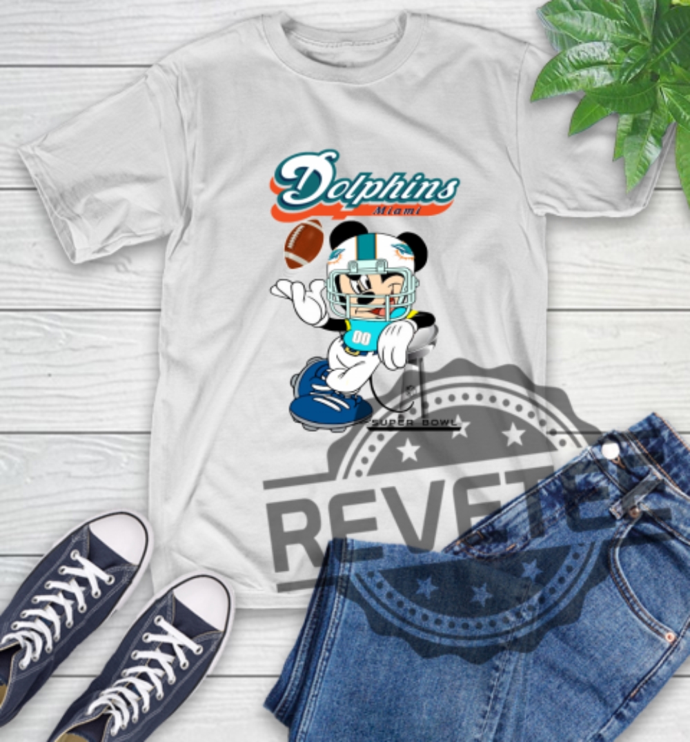 Mickey Mouse Disney Miami Dolphins Tshirt Hoodie Sweatshirt Tee Gift For Super Bowl Football Nfl Fan Unique