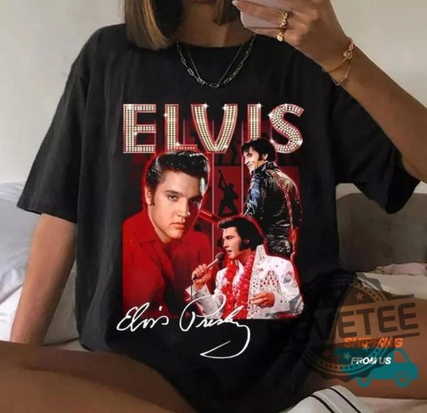 Elvis Presley King Of Rock And Roll Shirts Tshirt Hoodie Sweatshirt Tee Gifts For Fan King Of Music Sweater Pullover Hoodies Unique revetee 1 1