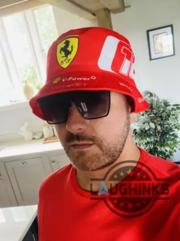 charles leclerc 2024 ferrari f1 helmet bucket hat