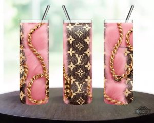 pink and brown louis vuitton skinny tumbler