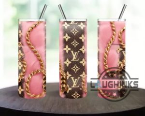 pink and brown louis vuitton skinny tumbler