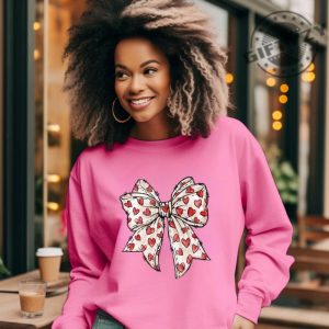 Coquette Valentines Day Heart Bow Shirt Retro Valentine Hoodie Valentines Day Bow Sweatshirt Coquette Bow Tshirt Bow Valentine Gifts giftyzy 3