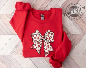 Coquette Valentines Day Heart Bow Shirt Retro Valentine Hoodie Valentines Day Bow Sweatshirt Coquette Bow Tshirt Bow Valentine Gifts giftyzy 4