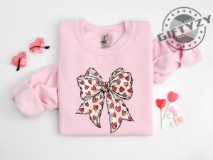 Coquette Valentines Day Heart Bow Shirt Retro Valentine Hoodie Valentines Day Bow Sweatshirt Coquette Bow Tshirt Bow Valentine Gifts giftyzy 5