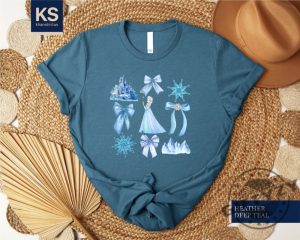 Princess Elsa Bow Shirt Disney Girls Trip Tee Birthday Girl Gift Frozen Coquette Sweater Winter Princess Youthtoddler Tshirt giftyzy 4