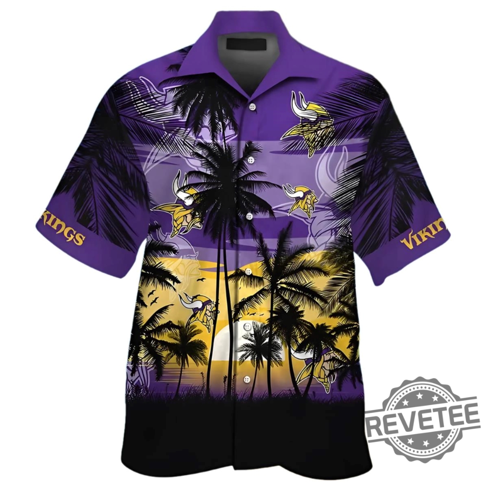 Minnesota Vikings Sunset Hawaiian Shirt Gift For Viking Fan Aloha Shirt Button Up Shirt Gameday Shirts Unique revetee 1