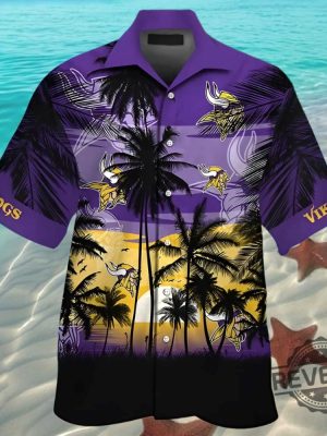 Minnesota Vikings Sunset Hawaiian Shirt Gift For Viking Fan Aloha Shirt Button Up Shirt Gameday Shirts Unique revetee 1 1