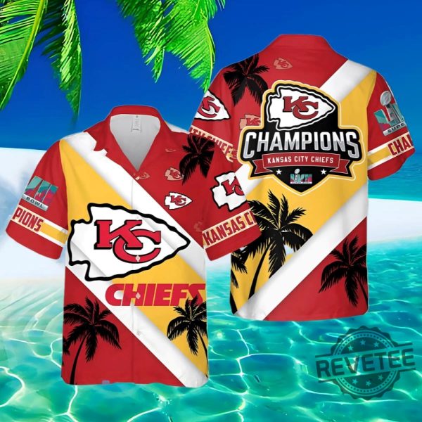 Kansas City Chiefs Super Bowl Champions Hawaiian Shirt Gift For Fan Kc Chiefs Champs Aloha Shirt Button Up Shirts Superbowl Unique revetee 1 1