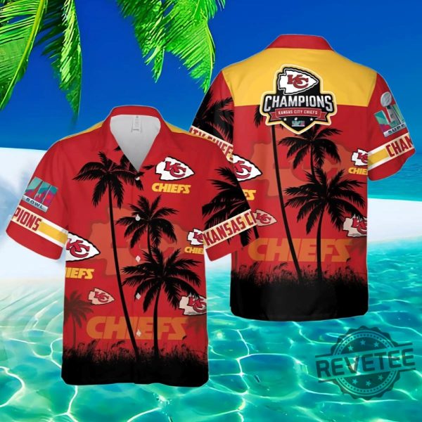 New Kansas City Chiefs Super Bowl Hawaiian Shirt And Short Gifts For Fan Kc Chiefs Champs Superbowl Aloha Shirt Button Up Shirts Unique revetee 1 1