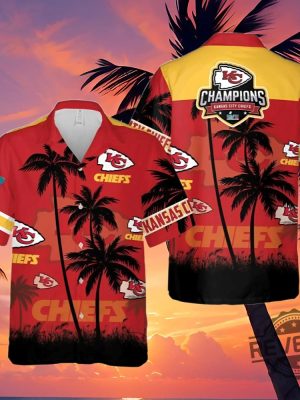 New Kansas City Chiefs Super Bowl Hawaiian Shirt And Short Gifts For Fan Kc Chiefs Champs Superbowl Aloha Shirt Button Up Shirts Unique revetee 1 2