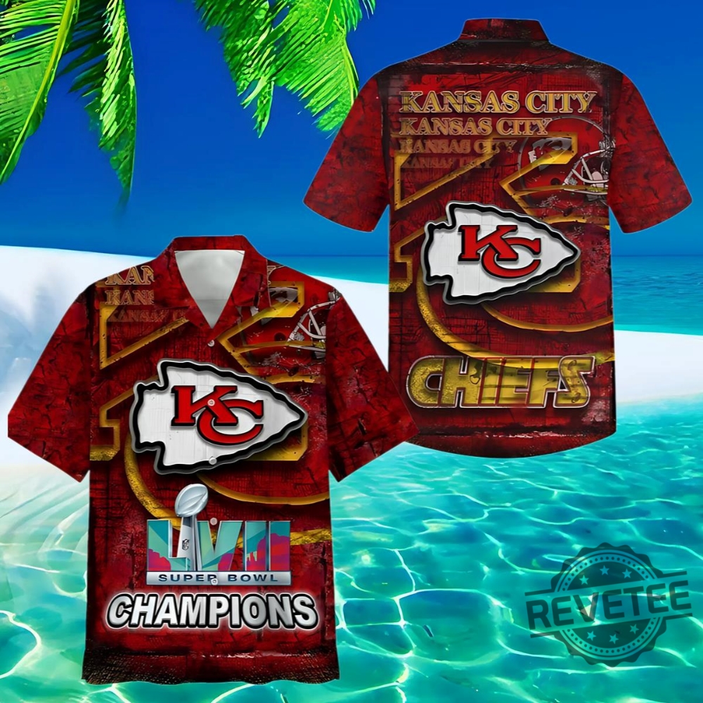 Kansas City Chiefs Super Bowl Lvii Champions Hawaiian Shirt Gift For Fan Kc Chiefs Champs Superbowl Aloha Shirt Button Up Shirts Unique