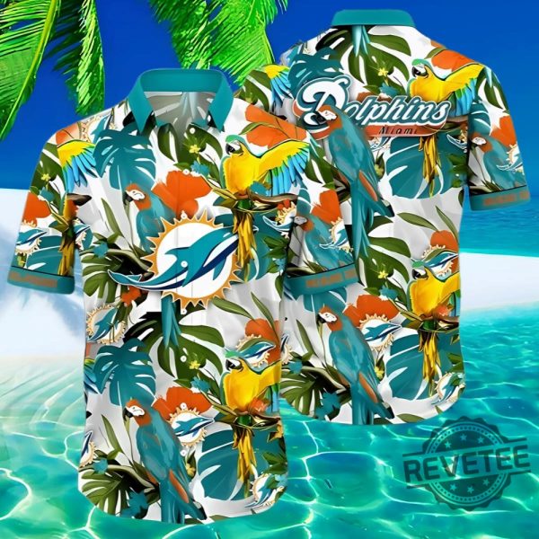 Tropical Summer Miami Dolphins Hawaiian Shirt Gift For Fan Nfl Aloha Shirt Button Up Shirts Gift For Fan Unique revetee 1 1