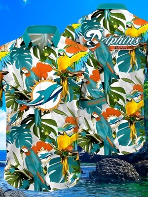 Tropical Summer Miami Dolphins Hawaiian Shirt Gift For Fan Nfl Aloha Shirt Button Up Shirts Gift For Fan Unique revetee 1 2