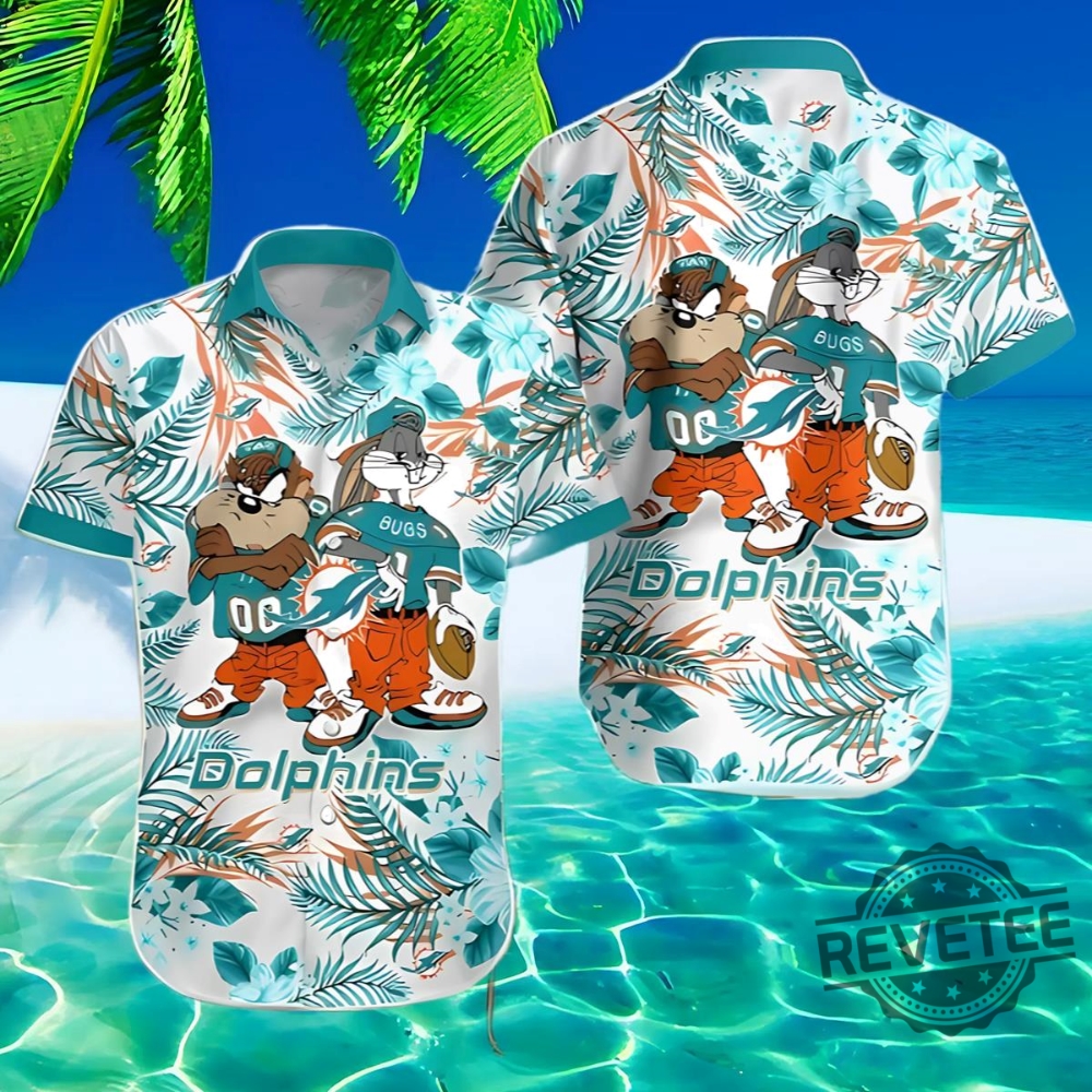 Taz And Bugs Miami Dolphins Hawaiian Shirt Gifts For Fan Nfl Gift Aloha Shirt Button Up Shirts Unique