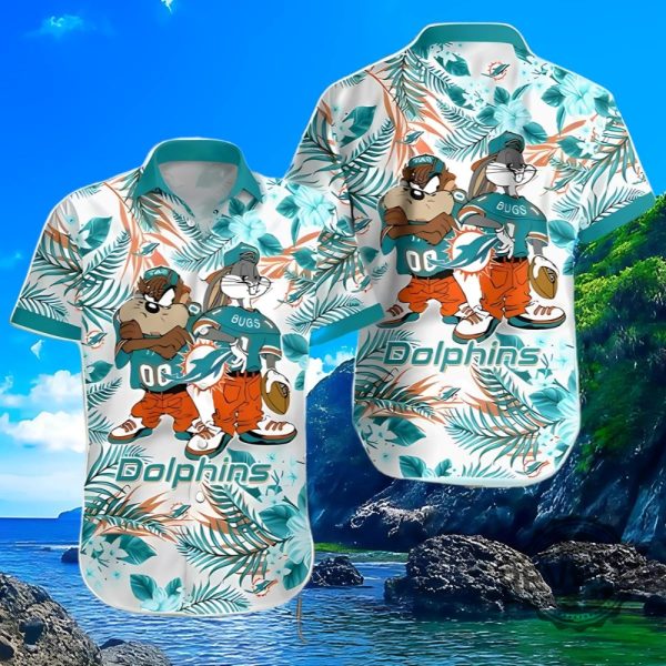 Taz And Bugs Miami Dolphins Hawaiian Shirt Gifts For Fan Nfl Gift Aloha Shirt Button Up Shirts Unique revetee 1 2