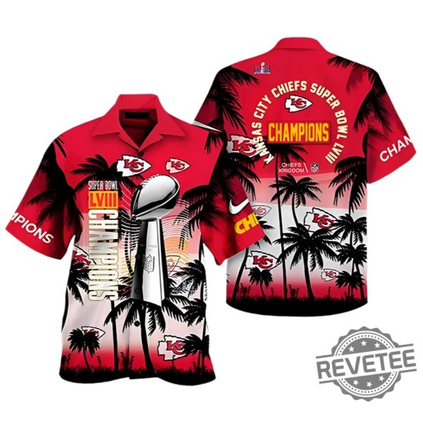 Kansas City Chiefs Super Bowl Champions Hawaiian Shirt Aloha Shirt Button Up Shirt Gift For Fan Superbowl Mens Womens Unique revetee 1