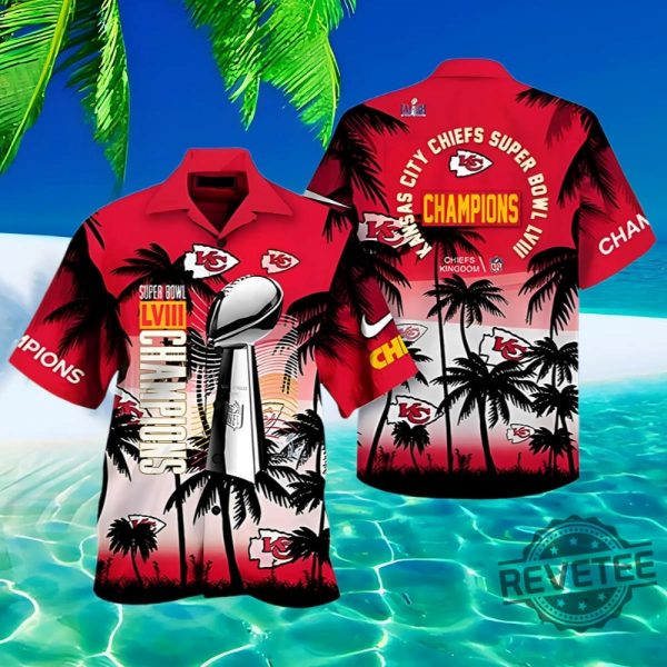 Kansas City Chiefs Super Bowl Champions Hawaiian Shirt Aloha Shirt Button Up Shirt Gift For Fan Superbowl Mens Womens Unique revetee 1 1