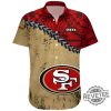 San Francisco 49Ers Grunge Polynesian Tattoo Hawaiian Shirt Gift For Fan Niners Mens Womens Aloha Shirt Button Up Shirts Unique revetee 1