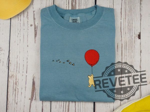 Winnie The Pooh Red Balloon Embroidered Tshirt Hoodie Sweatshirt Tee Gift For Him Her Mens Womens Embroidery Shirts Sweater Unique revetee 1