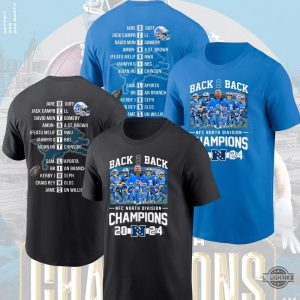 back 2 back detroit lions 2024 nfc north division champions t shirt black or blue laughinks 1