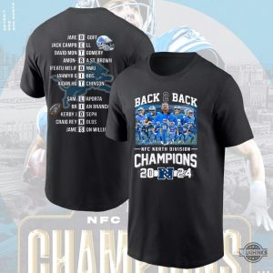 back 2 back detroit lions 2024 nfc north division champions t shirt black or blue laughinks 2