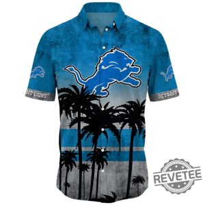 Detroit Lions Palm Horizon Hawaiian Shirt Aloha Shirt Button Up Shirts Gifts For Fan Mens Womens Unique revetee 1