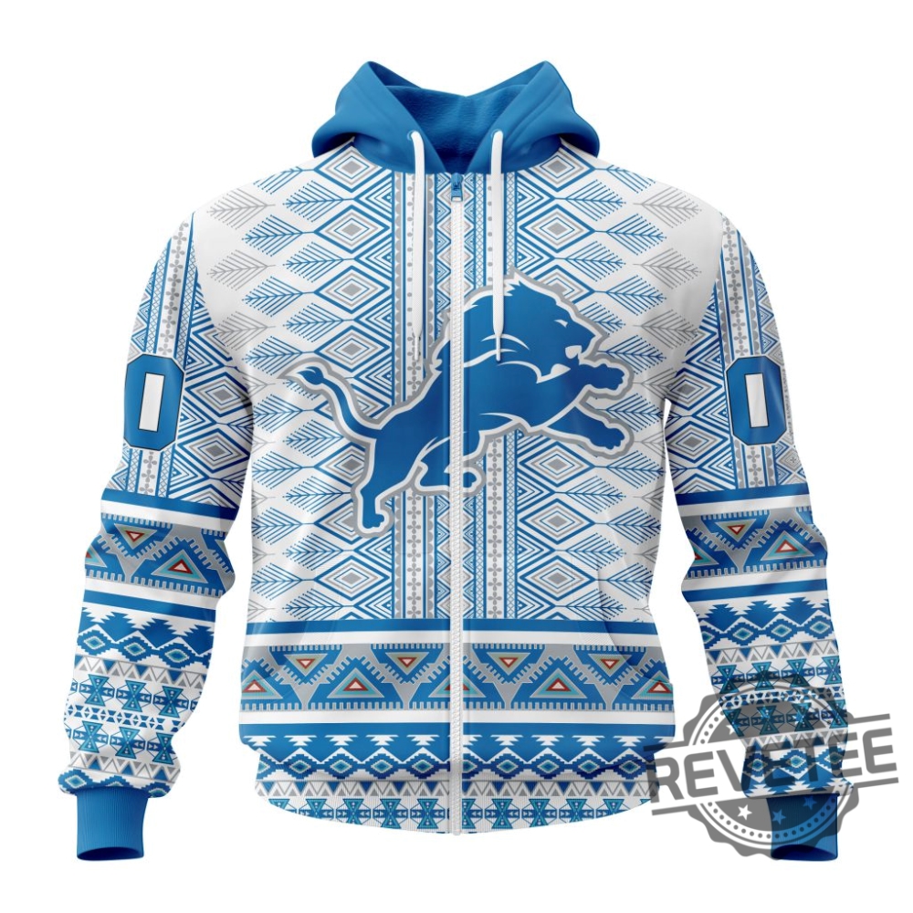 Detroit Lions Specialized Pattern Native Concepts Personalized Custom Name Unisex Tshirt Hoodie Sweatshirt Gifts For Fan Unique