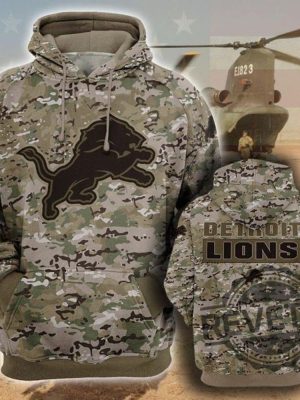 Detroit Lions Camouflage Veteran 3D All Over Printed Tshirt Hoodie Sweatshirt Tee Gift For Fan Sweater Pullover Hoodies Unique revetee 1 1