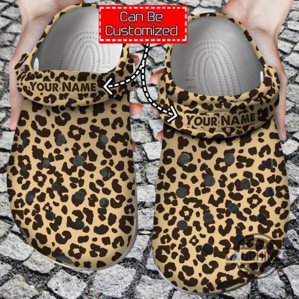 personalized flat cheetah print crocs clogs shoes