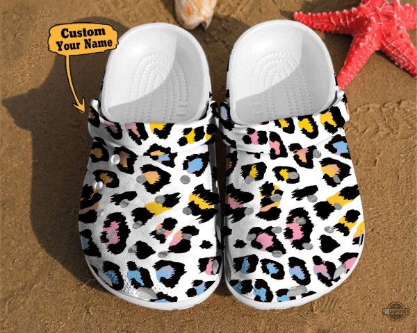 colorful cheetah print crocs clog shoes